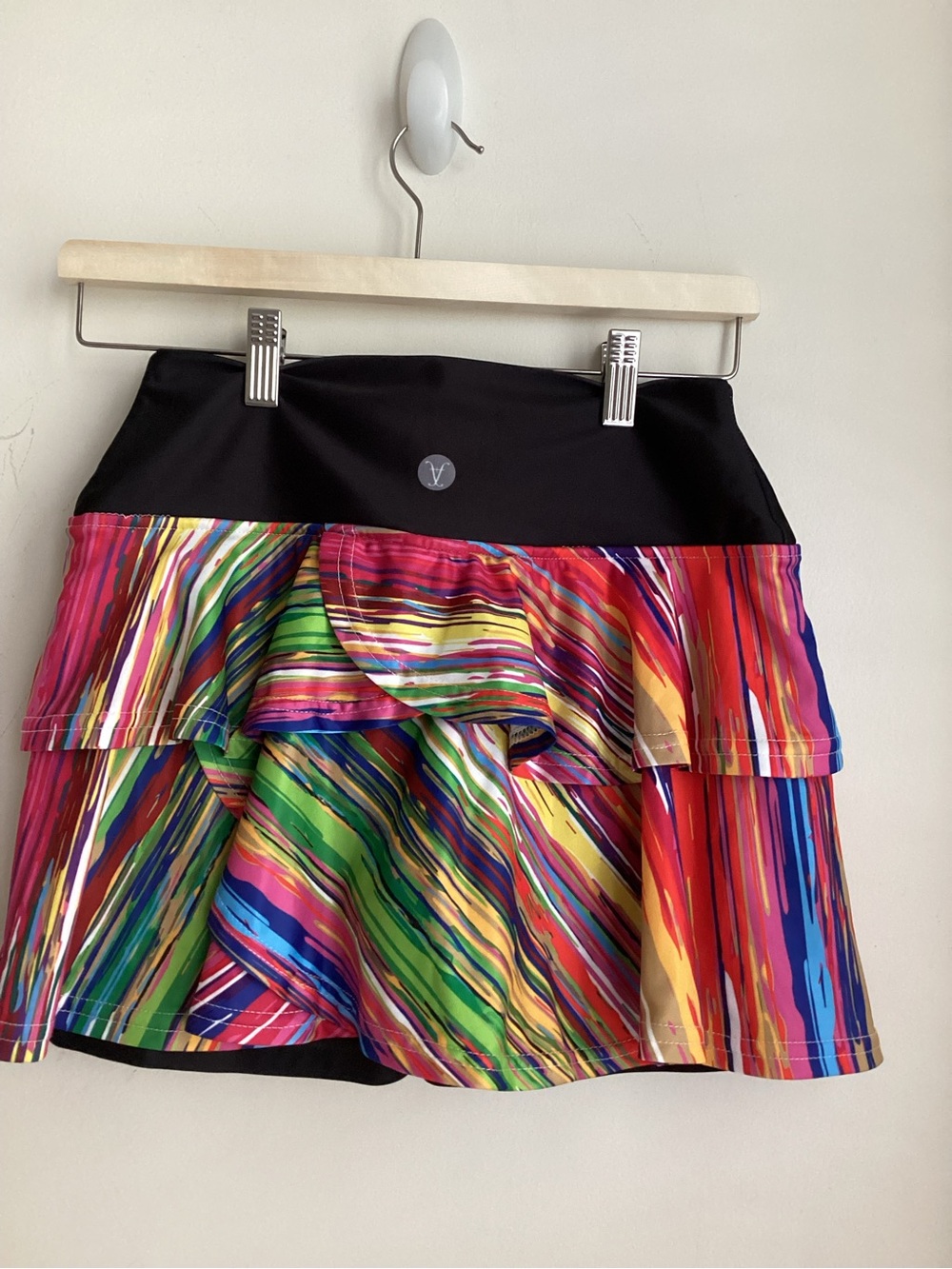 Faye+Florie Pammy Tennis Skirt Small Tiered Ruffle Multicolor Diagonal Stripe - Picture 6 of 13